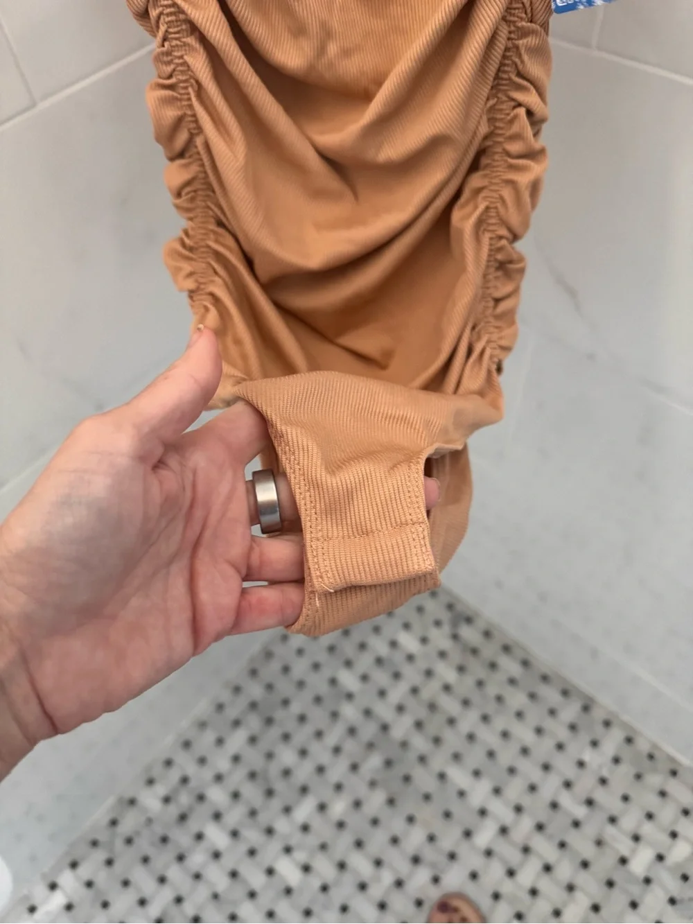 Free People Intimately Ruched Tan Bodysuit Size Small New with Tags!